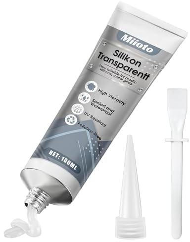 Miioto Silicona Transparente, Silicona Liquida Transparente, Pegamento Cristal, Impermeable Duradera, Silicona Liquida para Plástico, Acrílico, Vidrio, Metal & Cerámica (100ml)