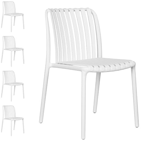 Gruppo Maruccia - Set 4 Sedie da Esterno in Polipropilene - Design Moderno - Resistenti ai Raggi Uv, Impilabili - Arredo per Giardino, Bar, Ristoranti