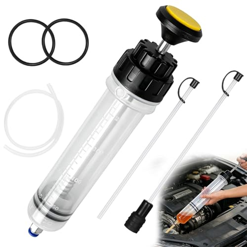 Forhandy 500ml oljepump med nivåvisare 1M förlängningsslang | Manuell sugpump för olja, bensin och bränsle, påfyllningspump för bil, motorcykel, gräsklippare och växelolja