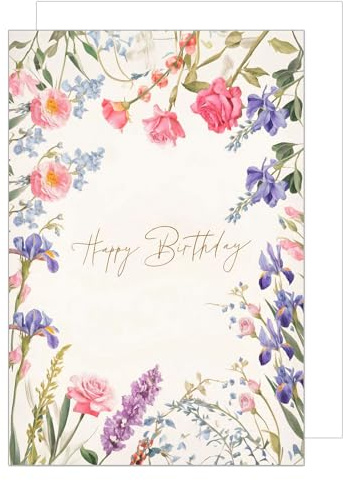 Edition Seidel Premium XXL carte d'anniversaire avec enveloppe. Carte de vœux format DIN A4 Happy Birthday pour femme fleurs (A4-G1007)
