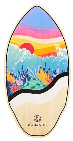 AQUASTIC Lagoon 39 Skimboard in compensato di pioppo, 99 x 49 cm, portata 100 kg, tavola colorata per principianti ed esperti