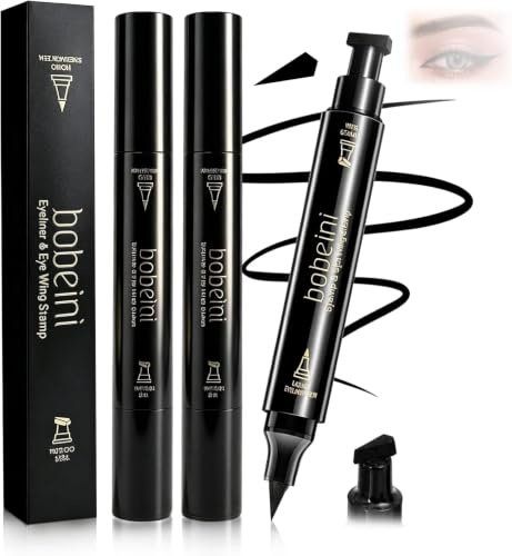 3 Pieza Eyeliner,Eyeliner Stamp,Sello Delineador de Ojos Triangular,Eye liner Waterproof con Eye liner Stamp,Maquillaje Rápido,para Uso Diario,Para Las Mujeres maquillaje(Negro)