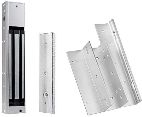 HFeng - Cerradura magnética electromagnética de 280 kg, Control de Acceso, Cerradura eléctrica con Soporte ZL DC12 V, Seguro para Puerta Individual (Cerradura de 280 kg + Soporte ZL)