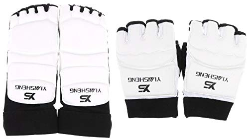 Tubayia 1 par de mitones protectores de manos + 1 par de protectores de pies para taekwondo, artes marciales, deportes de lucha