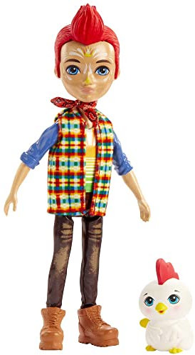 Enchantimals GJX39 -Redward Rooster Puppe & Cluck Tierfreund-Figur, ca. 15 cm große Puppe mit Bandana, T-Shirt, Jeans und Schuhen, Spielzeug Geschenk für Kinder ab 3 Jahren