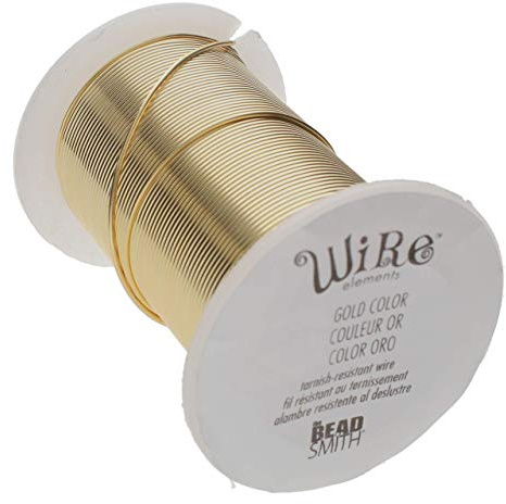 The Beadsmith Wire Elements 16-Gauge Lacquered Tarnish-Resistant Copper Wire for Jewelry Making, 8 Yard, 7.32 Meter Spool (Gold Color)