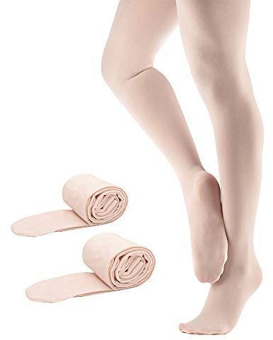 NEWCHAO Mädchen tanzen Ballett Strumpfhose Footed Student Training Strumpfhose für Kinder Erwachsene Weiß Pink XS-L