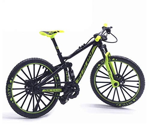 1:10 Scale Mini Finger Mountain Bikes Alloy Racing Bicycle Model,Office Desktop Racing Toys Mini Fashion Diecast Bicycle Model(Green)