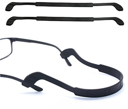 OPUGIT Glasses Strap Anti-Slip Silicone Eyeglass Strap Eyewear Retainers Sports Elastic Soft Sunglass Cord Holder for Men Women,2PCS,Black