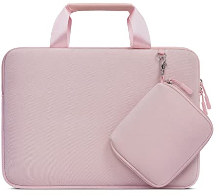 MOSISO Housse Ordinateur Portable 13,3 Pouces,Compatible avec MacBook Air/Pro 13 / Pro 14, HP Dell ASUS,13-13,3 Notebook,Neoprene Sac Porte-Documents avec Petite Valise Détachable, Rose