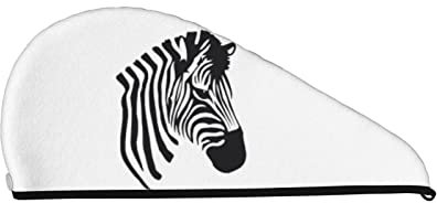 KOOLR Mikrofaser-Handtuch, Zebramuster, saugfähig, schnell trocknend, zum Trocknen von lockigen, langen, dicken Haaren