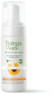 Bottega Verde - Estratti di Bellezza, Bubble Mousse Micellare, 100 ml, Detergente Viso Effetto Bolle con Camelia e Albicocca, Rimuove Trucco e Impurità, per Tutti i Tipi di Pelle