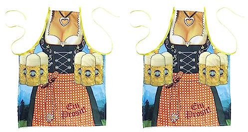 WIDMANN - Delantal de mujer bávara, accesorio, fiesta de la cerveza, fiesta popular, carnaval, fiesta temática (Paquete de 2)