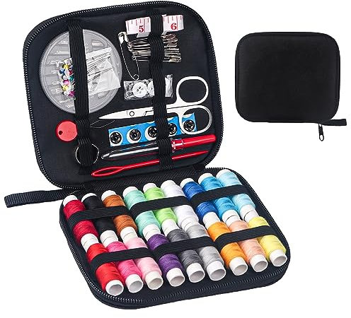 Kazigak Nähset Mit Nähzubehör, Nähset Reise Nähzubehör für Anfänger, Reisende Ausgestattet,Mit Garnrollen, Nähnadeln, Garn, Fingerhut, Maßband Etc