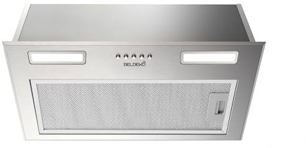 Groupe filtrant encastrable BELDEKO 52 cm – evacuation ou recyclage – débit 335 m³/h – filtres à charbon inclus – inox