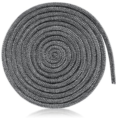 Joint Tressé pour Insert et Poêle Longueur 3mx6mm Joint d'Étanchéité en Fibre de Verre Corde de Joint de Cheminée pour Cheminées Porte de Poêle à Bois (Gris)