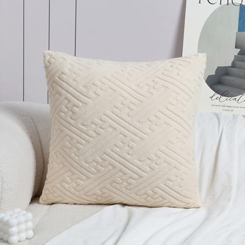 Kissenbezug 80x80 50x70 Samt Stretch Kissenbezüge 40x80, Zierkissenbezug Dekokissen Sofakissen Mit Reißverschluss Kissenhülle 50x50 Weiche Zierkissen Kissen Bezug(Beige,60x60cm/24x24inch)