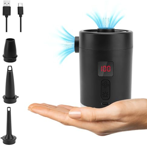 Tragbare Luftpumpe für aufblasbare Gegenstände,Elektrische Luftmatratzenpumpe wiederaufladbar mit Led Display,Mini&Tiny Pool Float Pumpe für Pool Floats, Schwimmringe, Vakuum-Speicherbeutel
