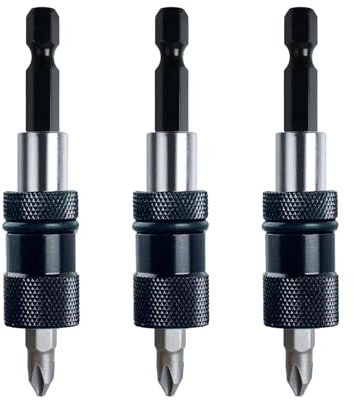 3 pièces Embouts Magnétiques à Changement Rapide pour Cloison Sèche, Réglage de La Profondeur de Vis, tige Hexagonale 1/4, Embout pour Cloison Sèche pour Visseuse Sans Fil et Perceuse à Main (Noir)