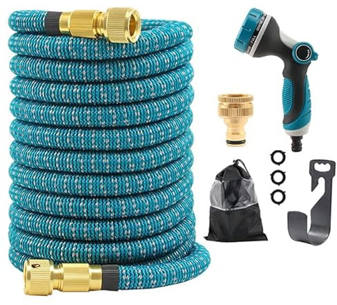 TIREX by xonic® Hochwertiger flexibler Gartenschlauch – dehnbarer Wasserschlauch mit robustem 3-fach Latexkern – leichter Flexi-Schlauch mit 10 verschiedenen Strahlarten (Blau, 22,5m)