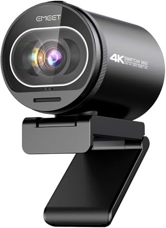 eMeet Webcam 4K S600, Webcam 1080P pour PC avec Microphone, Autofocus PDAF, Correction de la lumière, Champ de Vision 73°, Cache de confidentialité, Plug&Play, Camera pc avec Microphone pour Zoom