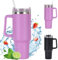 Souvik 40 oz Thermobecher mit Strohhalm und Griff Dishwasher Safe Doppelt Wandig Edelstahl Isoliert und Leckfest Thermobecher Kaffeebecher to Go Trinkflasche Rosa Lila