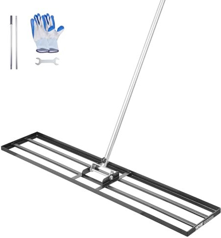 VEVOR Râteau de Nivellement de Pelouse, 1219 x 254 x 2290 mm, Niveleur de Gazon, Manche 2130 mm, en Acier au Carbone Résistant à la Rouille, Outil de Nivellement pour Cour, Terrain de Golf, Jardin