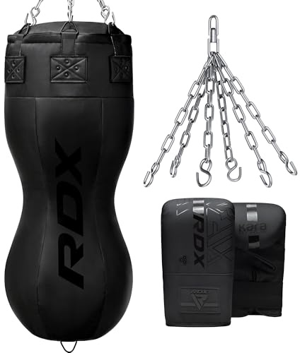 RDX Uppercut Sac de Frappe, Fabriqué en Cuir Maya Hide Lourd Boxe Punch Bag avec Gants pour Muay Thaï MMA Arts Martiaux Sparring Punching Kickboxing D’entraînement, Hommes Femmes Domicile Gym Fitness