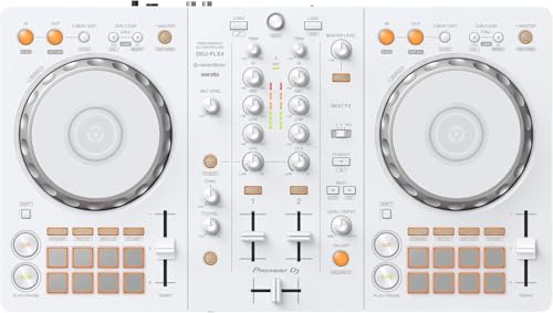 Pioneer DJ DDJ-FLX4 - Rekordbox de 2 cubiertas y controlador Serato DJ - Blanco, edición limitada