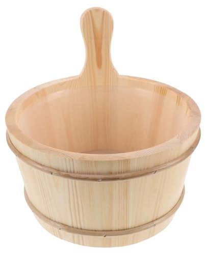 TOGEVAL Seau de Sauna avec Doublure et Louche Kit Accessoires Spa pour Sauna et Jardin Seau Pratique avec pour Relaxation et Arrosage