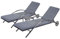 Mendler 2er-Set Sonnenliege HWC-E27, Relaxliege Gartenliege, Poly-Rattan - schwarz Kissen dunkelgrau
