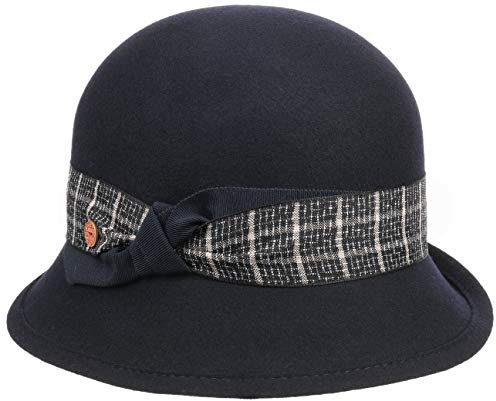 Mayser Nanni Wool Glockenhut Filzhut Damenhut Wollhut Damen - Made in The EU mit Ripsband Winter Herbst-Winter - One Size dunkelblau