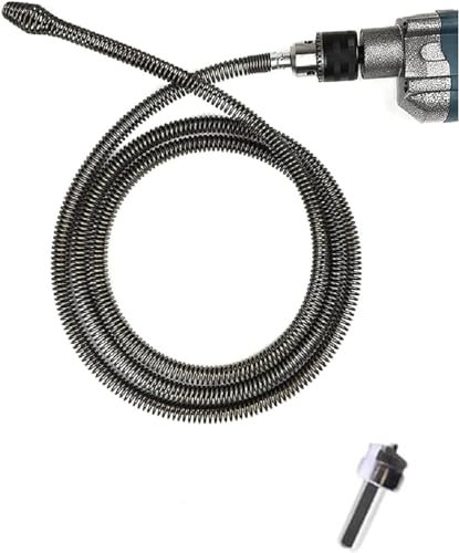 Spring Sewer Dredging Tool, Clog Remover Snake Drain with Drill Adapter, Spring Pipe Dredging Tools Drain Hose Cleaner Sticks Cleaner, for Kitchen Sink Bathroom Tub Toilet Clogged (3m)