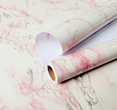 Agoon Marble Sticky Back Plastic 30cm X 2m Granite White/Pink/Grey Contact Paper Self Adhesive Wallpaper Waterproof PVC Vinyl Film Roll for Kitchen Countertop Furniture Easy to Remove