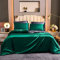 TCXZTYJH Single Bed Duvet Cover Set Dark Green Grey Satin Silk Bedding Set Ultra Soft Microfibre Plain Luxury Sexy Bed Quilt Duvet Cover Sets with Zipper Closure and 1 Pillowcase 50x75 cm