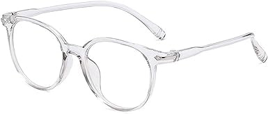 Jowxsx Transparent Grey Unisex Round Glasses Frame, Transparent Spectacles Protection Clear Lens Eyeglasses Glasses Frame