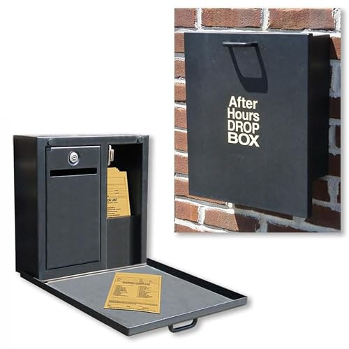 Champ After Hours Drop Box – Secure Lock Box for Keys, Payments & Documents – Heavy Duty Steel Mailbox for Outside, Wall Mount Lockbox, Weatherproof Cash Box