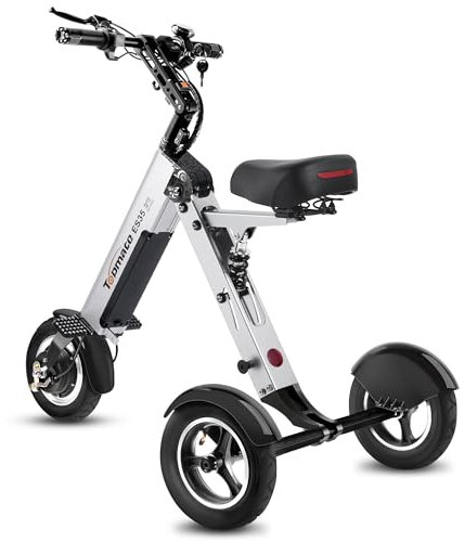TopMate ES35 Tricycle Électrique Pliable avec Siège pour Adultes, Léger Tricycle avec Batterie Amovible 36 V 7,8 Ah, Fonction Marche Arrière et Interrupteur à Clé pour Les Déplacements et Les Voyages