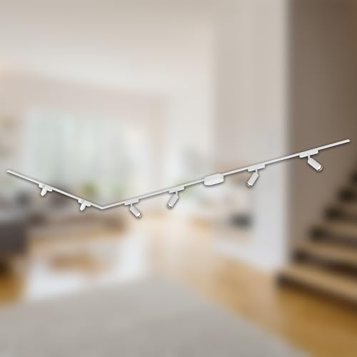 BRILONER - Set completo di binari, 4x faretti LED, 2x binario LED, a forma di L, lampade, sistema di illuminazione a binario a soffitto, binario per faretti, lampada a soffitto, faretto, 3m, bianco