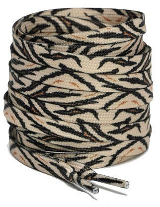 Pmnzdy Lot de 2 paires de lacets plats avec motif camouflage léopard tigre - 120 cm de large - 10 mm de large - Lacets pour baskets, bottes de randonnée, chaussures de course - La plupart des