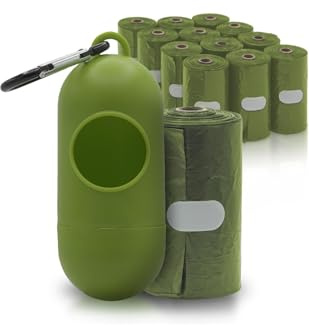 ALFASTAR Sacchetti Cane Cacca con Dispenser e Gancio Inclusi per Trasporto Semplice e Pratico - 360 Sacchetti Igienici per Cani in Confezione da 12 Rotoli