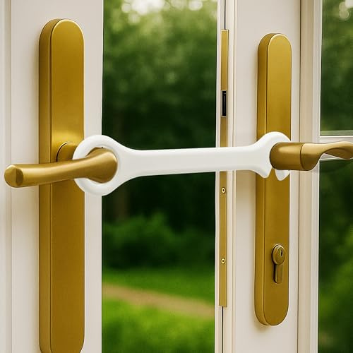 Enhon Patio Door Holders to Stay Open, French Door No Drill Elastic Restraint Strap for Holding Patio Doors Open Ventilation Aid and Pet Access Solution for Dogs & Cats Fits (Standard (6.7 Inch))