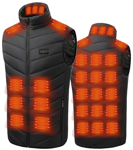 Générique Veste chauffant hommes et femmes zip mode avec Quad Control 28 zone chauffée, Manteau chauffant USB rechargeable sans manches sans capuchon, pour la pêche et la chasse