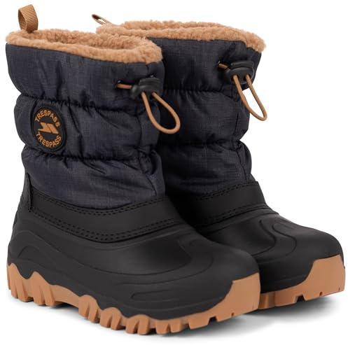 Trespass Kids Snow Boots Luca - Waterproof Outsole, Slip On Style, Sherpa Lining, Traction Sole, Faux Suede Leather