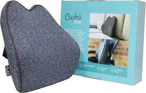 Cubii Cushii - Cojín de apoyo original para el dolor de espalda baja y alivio de apoyo con ajuste universal para escritorio, oficina, sillas de cocina, cojines de sofá con soporte lumbar avanzado