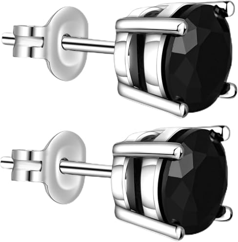 Miaofu Bañado de Oro Blanco 18K - Pendientes Simulantes en Plata de Ley 925 con Brillante Circonitas Cúbicas y Diamante Swarovski para Mujer Hombre Tamaños 4-8mm