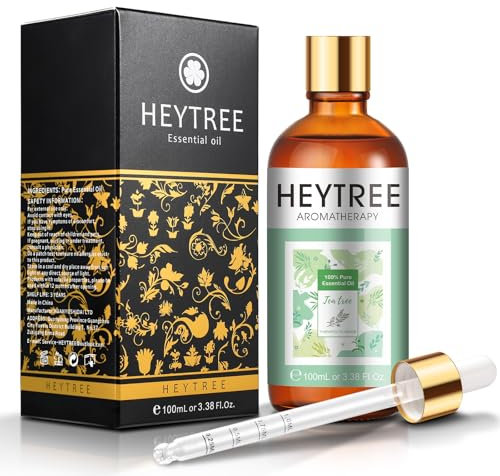 HEYTREE Tea Tree Essential Oil – Reduces Blemishes, Fights Odor, Purifies pores-Natural Skincare & Aromatherapy Oil for Cleansing, Soothing-100ml