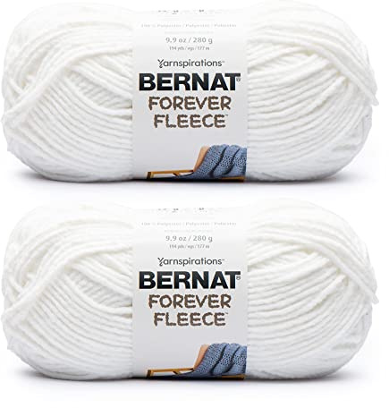 Bernat Forever Fleece White Noise Yarn - 2 Pack of 280g/9.9oz - Polyester - 6 Super Bulky - 194 Yards - Knitting/Crochet