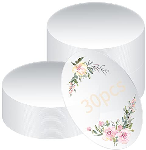 Lot de 30 plaques acryliques transparentes, rondes, 10,2 cm, pour cadre photo, remplacement du verre, peinture, affichage de bricolage