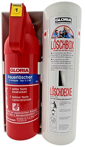 Gloria Löschbox 2l Schaumlöscher und Löschdecke 1,1 x1,1m inkl. Plakette